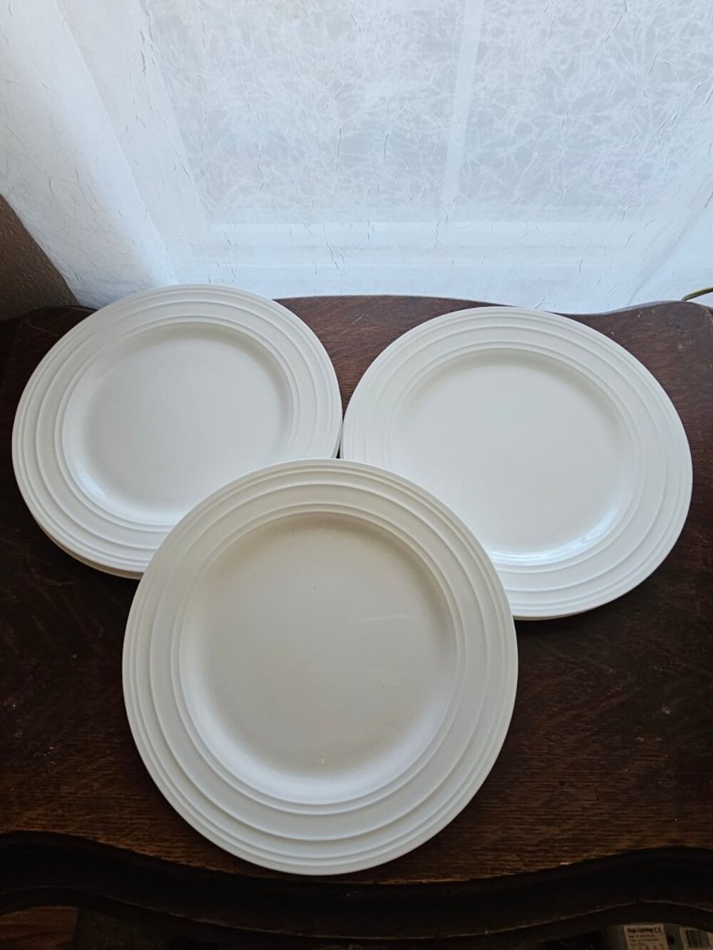 5 Mikasa Swirl Salad Plates 9" Luncheon Dishware White Bone China Ribbed - Picture 6 of 6
